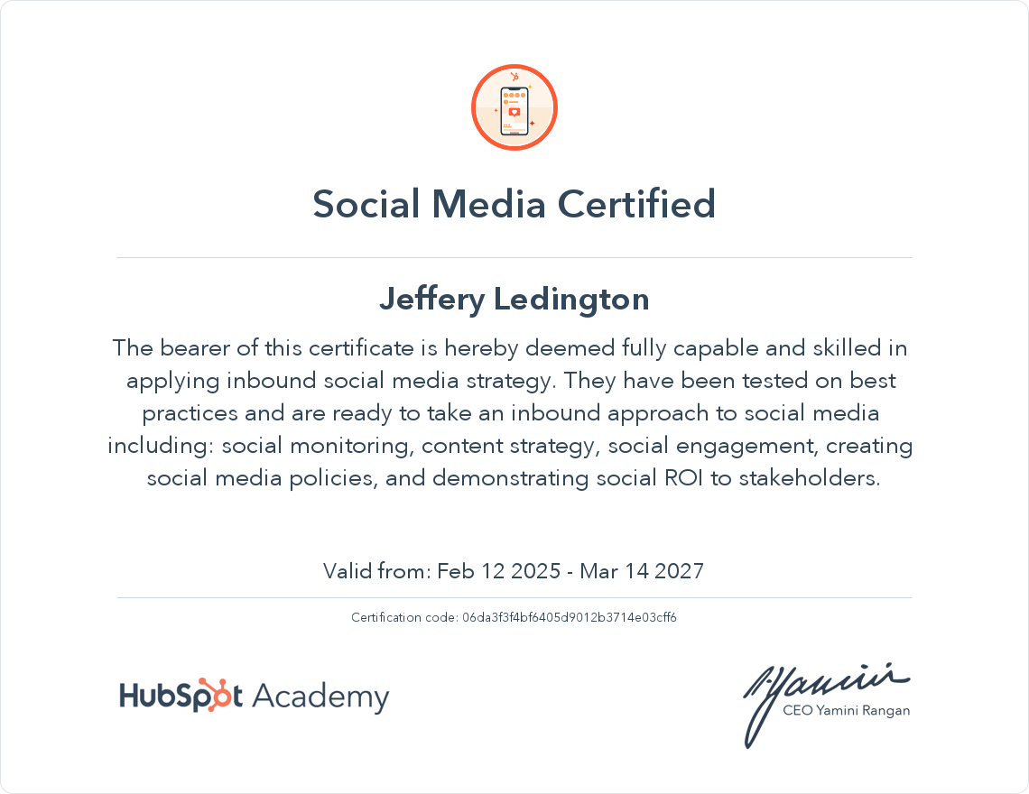 HubSpot Social Media Certification